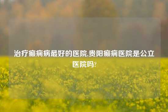 治疗癫痫病最好的医院,贵阳癫痫医院是公立医院吗?