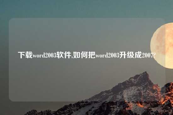 怎么玩word2003软件,如何把word2003升级成2007?