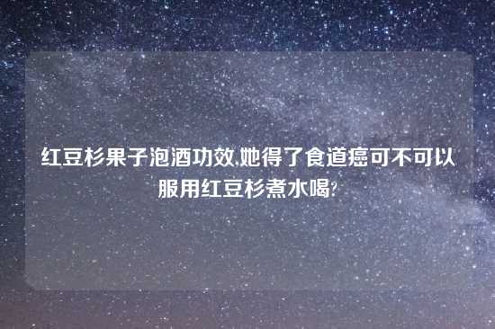 红豆杉果子泡酒功效,她得了食道癌可不可以服用红豆杉煮水喝?