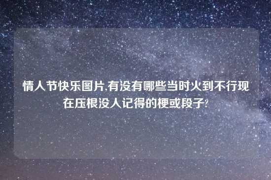 情人节快乐图片,有没有哪些当时火到不行现在压根没人记得的梗或段子?