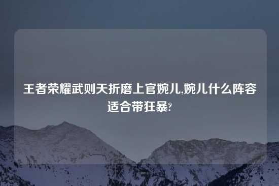 王者荣耀武则天折磨上官婉儿,婉儿什么阵容适合带狂暴?