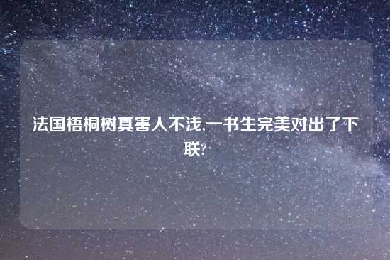 法国梧桐树真害人不浅,一书生完美对出了下联?