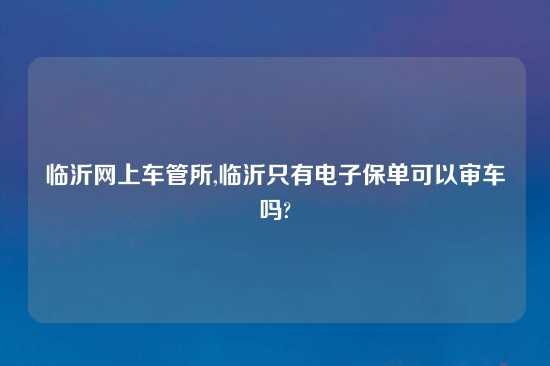 临沂网上车管所,临沂只有电子保单可以审车吗?