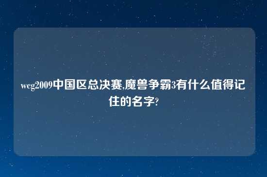 wcg2009中国区总决赛,魔兽争霸3有什么值得记住的名字?