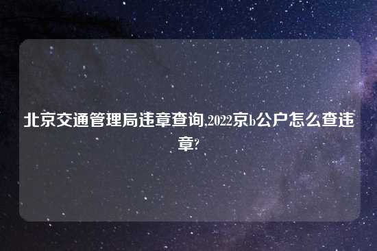 北京交通管理局违章查询,2022京b公户怎么查违章?