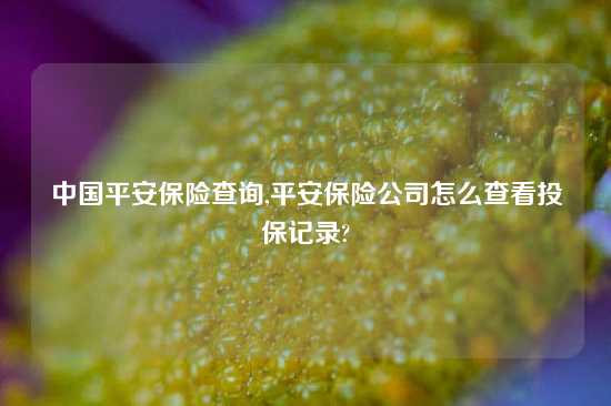 中国平安保险查询,平安保险公司怎么查看投保记录?