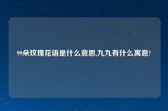 99朵玫瑰花语是什么意思,九九有什么寓意?