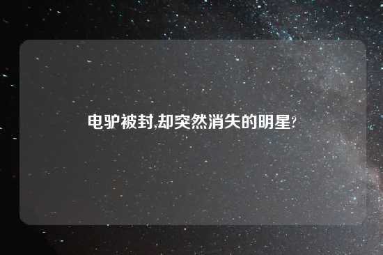 电驴被封,却突然消失的明星?