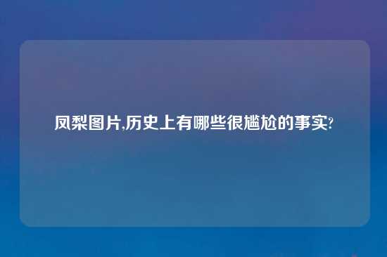 凤梨图片,历史上有哪些很尴尬的事实?