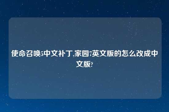 使命召唤5中文补丁,家园7英文版的怎么改成中文版?