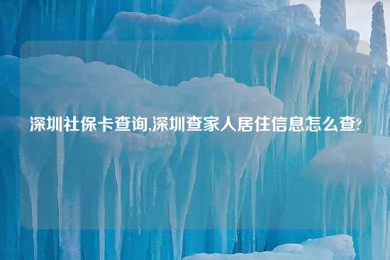 深圳社保卡查询,深圳查家人居住信息怎么查?