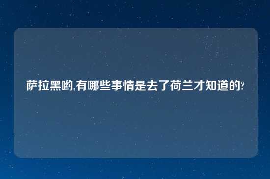 萨拉黑哟,有哪些事情是去了荷兰才知道的?