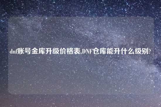 dnf账号金库升级价格表,DNF仓库能升什么级别?