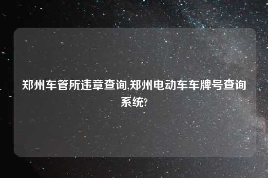 郑州车管所违章查询,郑州电动车车牌号查询系统?