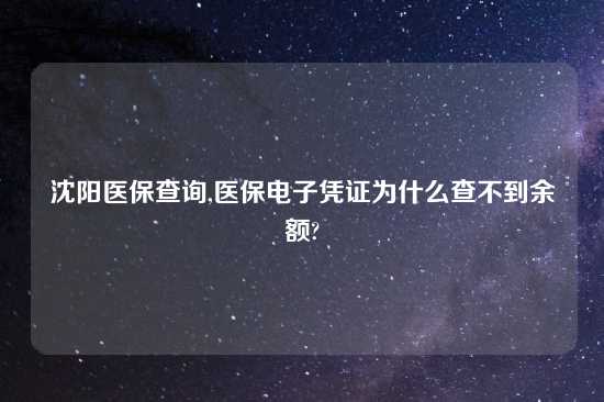 沈阳医保查询,医保电子凭证为什么查不到余额?