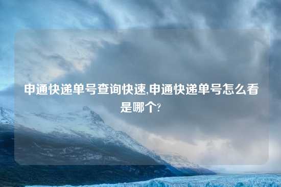 申通快递单号查询快速,申通快递单号怎么看是哪个?
