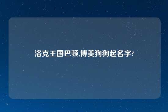 洛克王国巴顿,博美狗狗起名字?