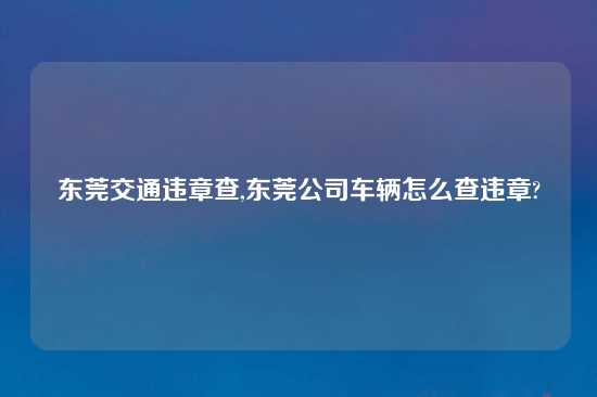 东莞交通违章查,东莞公司车辆怎么查违章?