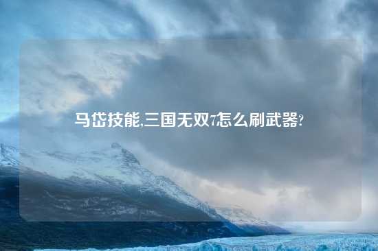 马岱技能,三国无双7怎么刷武器?