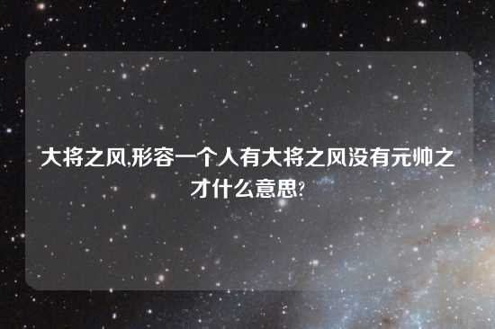 大将之风,形容一个人有大将之风没有元帅之才什么意思?