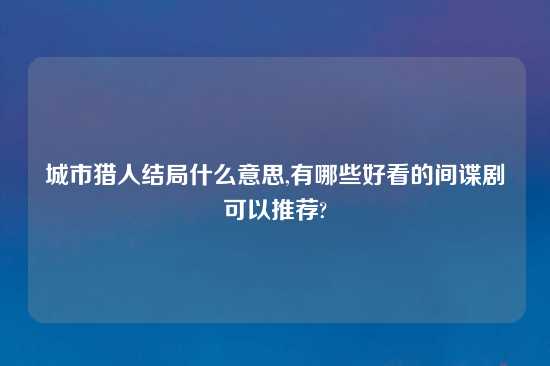 城市猎人结局什么意思,有哪些好看的间谍剧可以推荐?