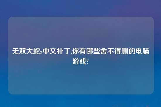 无双大蛇z中文补丁,你有哪些舍不得删的电脑游戏?