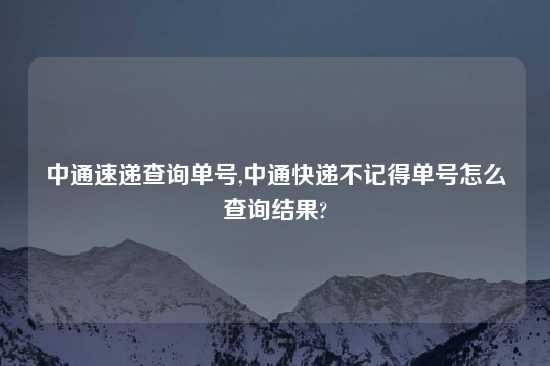 中通速递查询单号,中通快递不记得单号怎么查询结果?