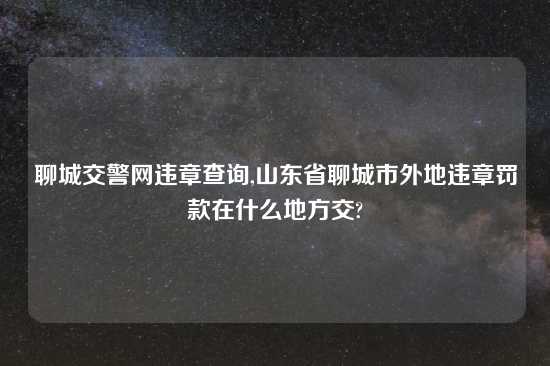 聊城交警网违章查询,山东省聊城市外地违章罚款在什么地方交?