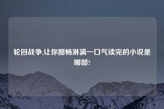 轮回战争,让你酣畅淋漓一口气读完的小说是哪部?