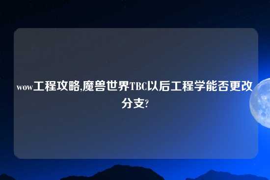 wow工程攻略,魔兽世界TBC以后工程学能否更改分支?