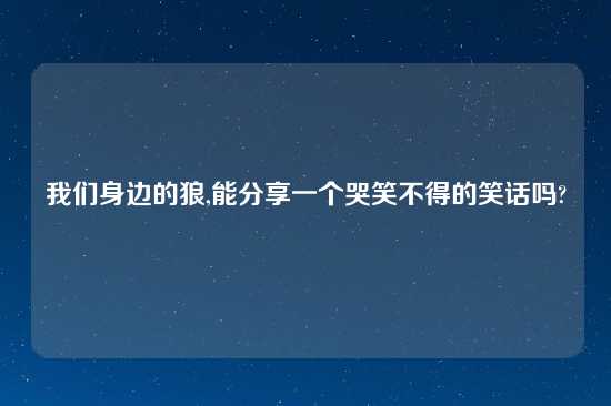 我们身边的狼,能分享一个哭笑不得的笑话吗?