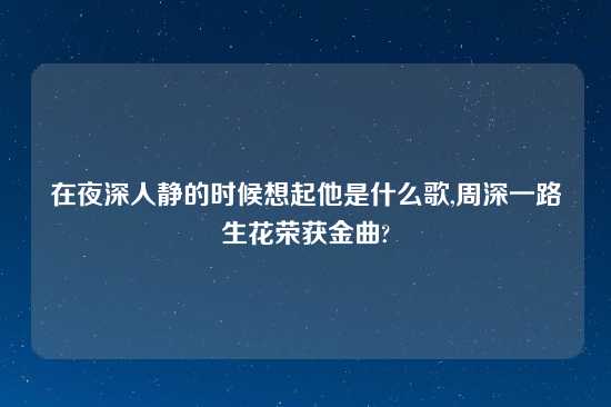 在夜深人静的时候想起他是什么歌,周深一路生花荣获金曲?