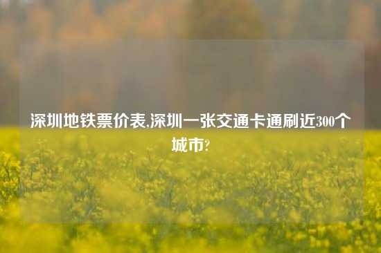 深圳地铁票价表,深圳一张交通卡通刷近300个城市?