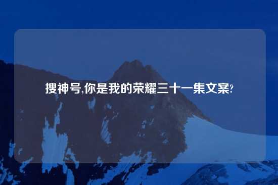 搜神号,你是我的荣耀三十一集文案?