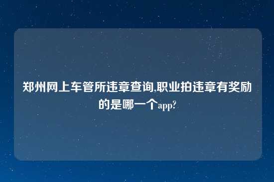 郑州网上车管所违章查询,职业拍违章有奖励的是哪一个app?