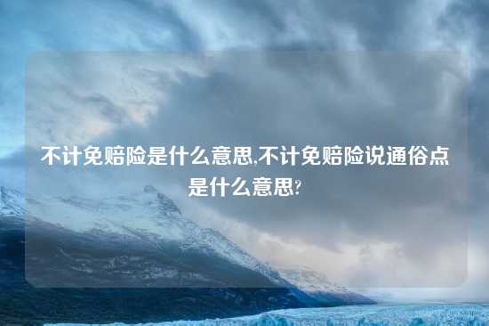 不计免赔险是什么意思,不计免赔险说通俗点是什么意思?