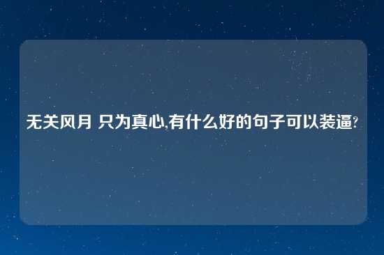 无关风月 只为真心,有什么好的句子可以装逼?