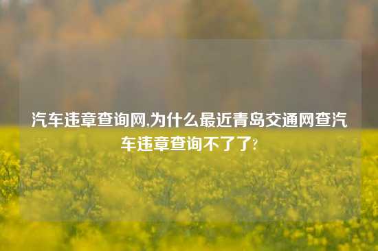 汽车违章查询网,为什么最近青岛交通网查汽车违章查询不了了?