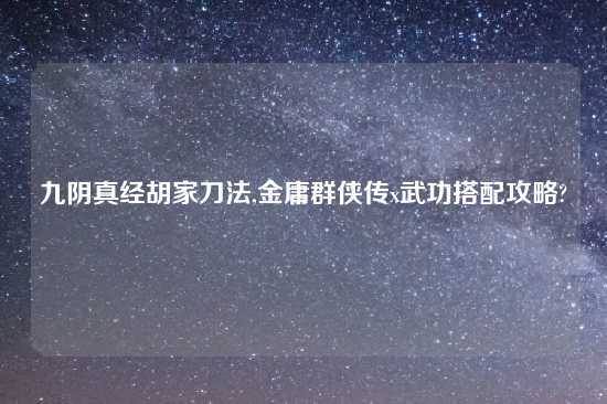 九阴真经胡家刀法,金庸群侠传x武功搭配攻略?