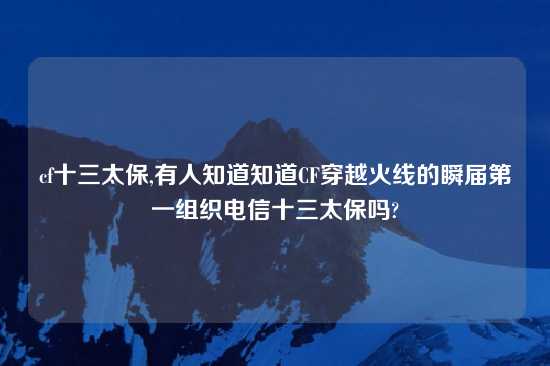 cf十三太保,有人知道知道CF穿越火线的瞬届第一组织电信十三太保吗?