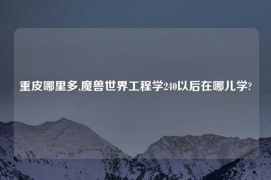 重皮哪里多,魔兽世界工程学240以后在哪儿学?