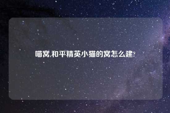 喵窝,和平精英小猫的窝怎么建?