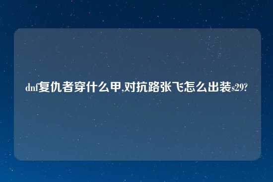 dnf复仇者穿什么甲,对抗路张飞怎么出装s29?