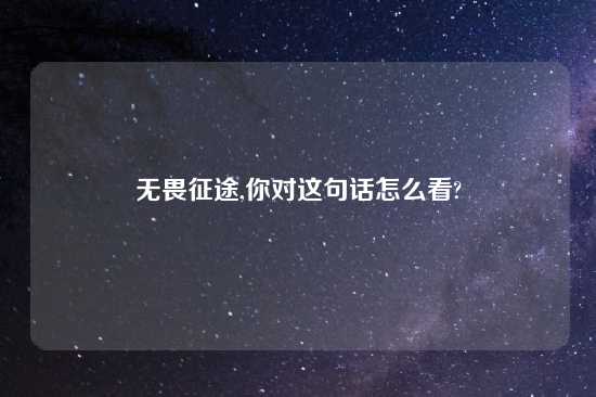 无畏征途,你对这句话怎么看?