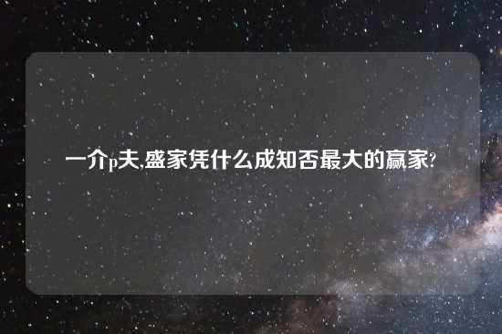 一介p夫,盛家凭什么成知否最大的赢家?