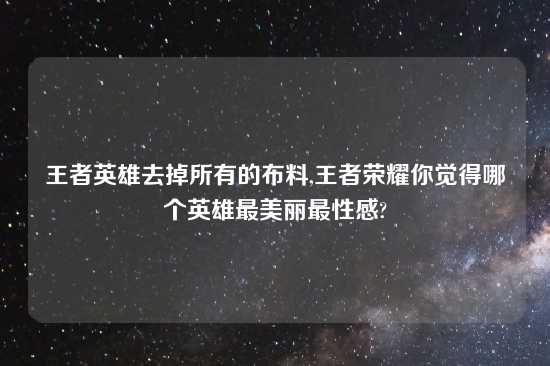 王者英雄去掉所有的布料,王者荣耀你觉得哪个英雄最美丽最性感?