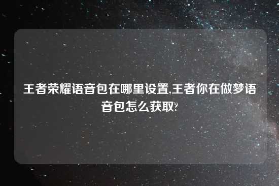 王者荣耀语音包在哪里设置,王者你在做梦语音包怎么获取?