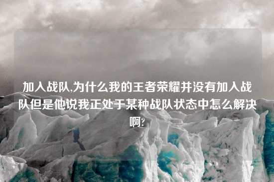 加入战队,为什么我的王者荣耀并没有加入战队但是他说我正处于某种战队状态中怎么解决啊?