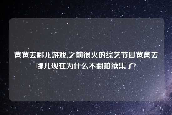 爸爸去哪儿游戏,之前很火的综艺节目爸爸去哪儿现在为什么不翻拍续集了?