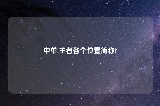 中单,王者各个位置简称?